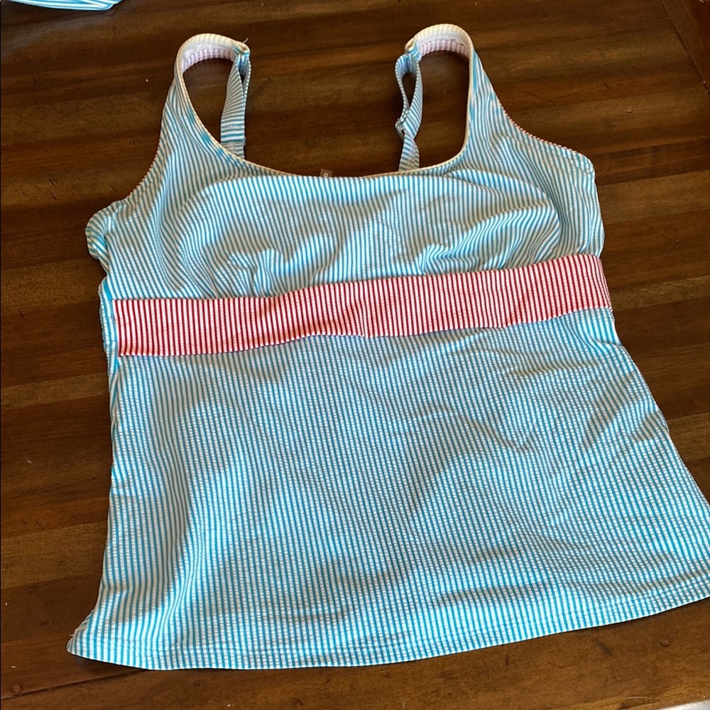 Lands' End Blue and White Striped Top